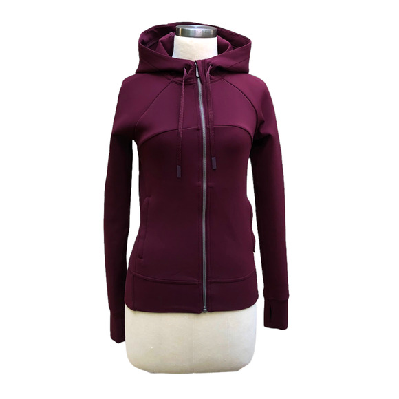 lululemon athletica Tops - LULULEMON Burgundy Tech Lux Jacket Size 4 Neoprene Hooded Full Zip
